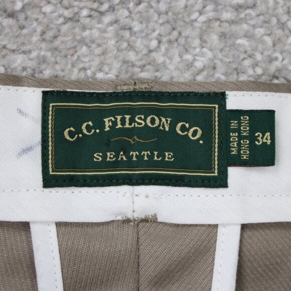 CC Filson Pants Mens 34x32 Beige Khaki 100% Wool Pleated Dress Trousers Classic - Picture 10 of 12